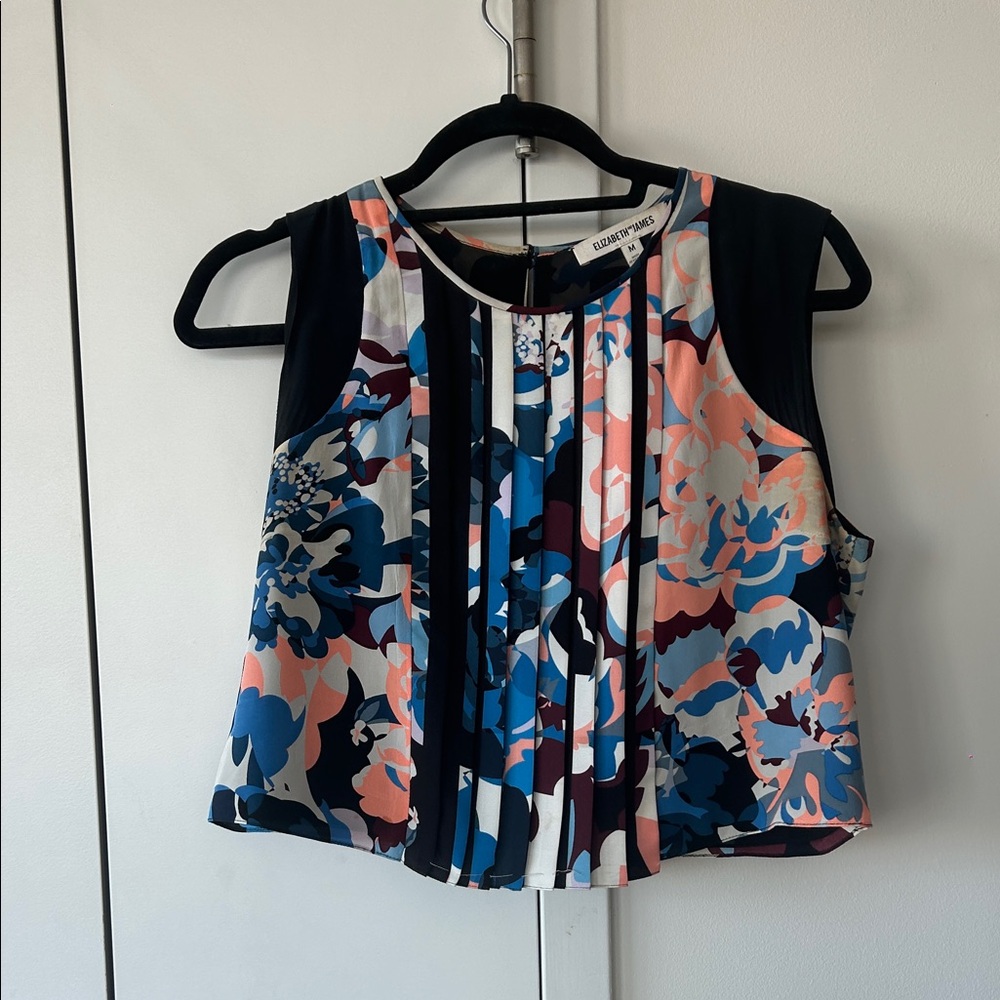 Elizabeth and James Floral Sleeveless Blouse - Blue and Pink